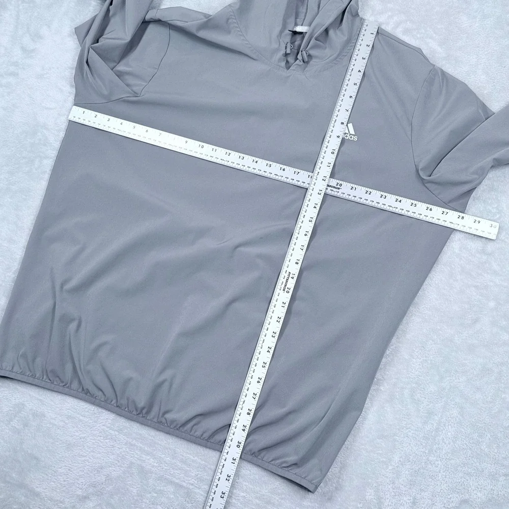 Adidas Golf Windbreaker Hoodie Mens 2XL Grey Pullover Lightweight Sporty Stretch